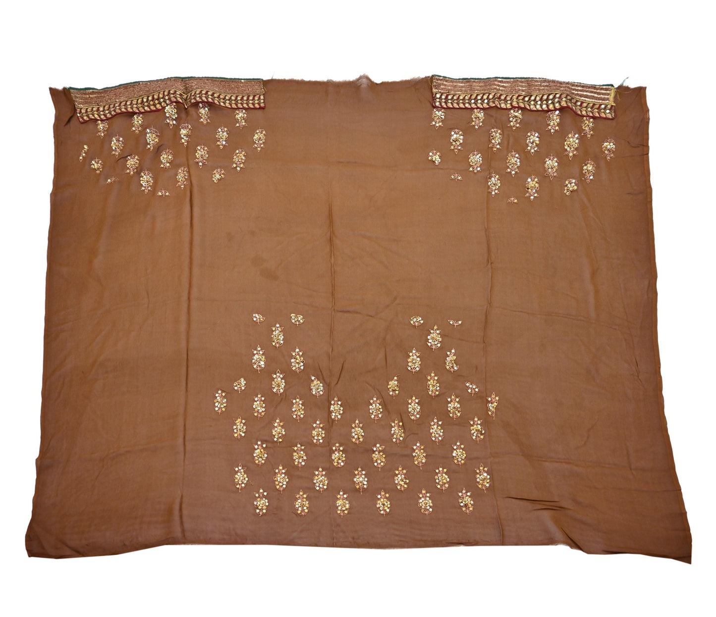 Indian Heavy Sari Brown Pure Georgette Silk Hand Embroidered Sarees Designer Sabyasachi 6Yd Sewing Ethnic Bollywood party wear saree
