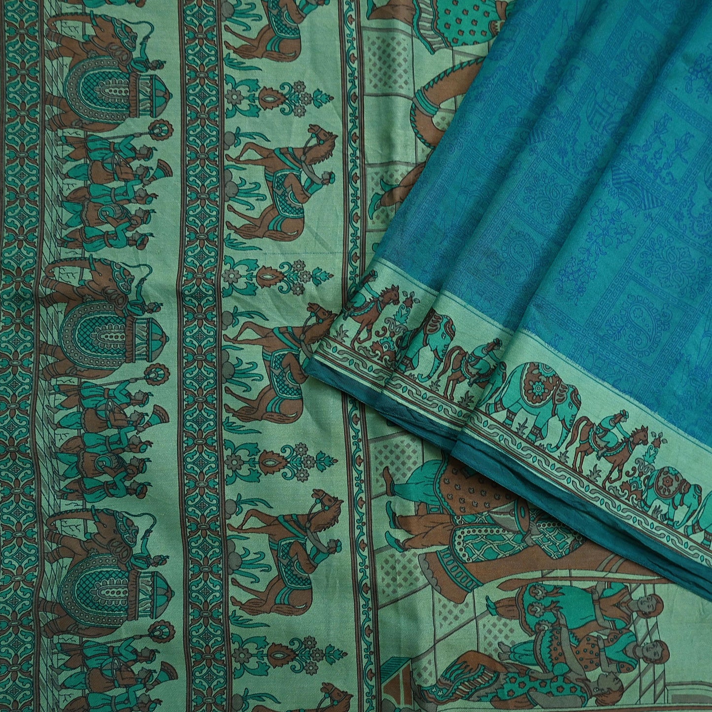 Indian Vintage Sari Green Pure Silk Printed Sarees 6yd Sewing Craft Fabric Dress Making Soft Quilting Crafting Upcycle Used Humans