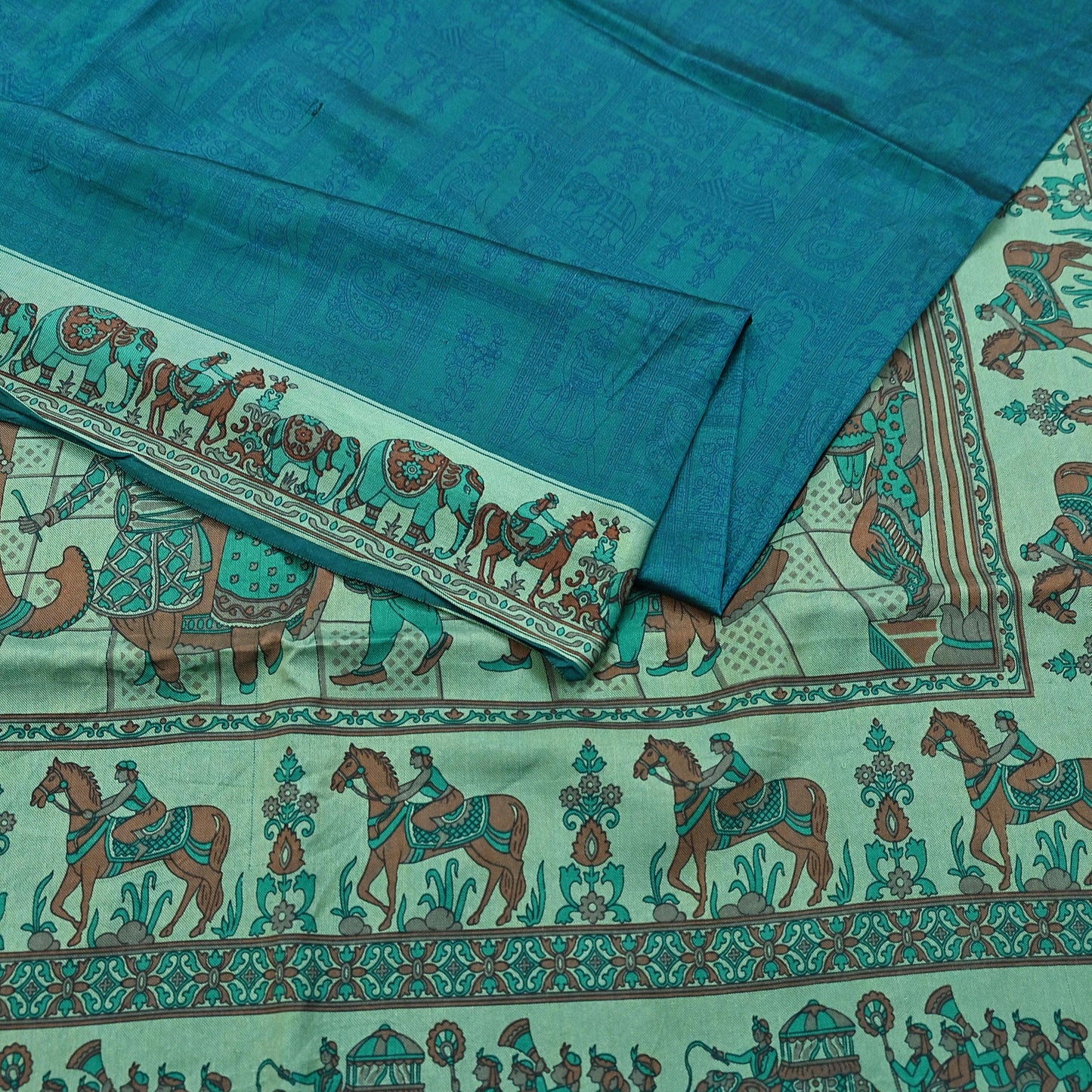 Indian Vintage Sari Green Pure Silk Printed Sarees 6yd Sewing Craft Fabric Dress Making Soft Quilting Crafting Upcycle Used Humans