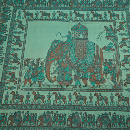 Indian Vintage Sari Green Pure Silk Printed Sarees 6yd Sewing Craft Fabric Dress Making Soft Quilting Crafting Upcycle Used Humans