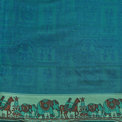 Indian Vintage Sari Green Pure Silk Printed Sarees 6yd Sewing Craft Fabric Dress Making Soft Quilting Crafting Upcycle Used Humans