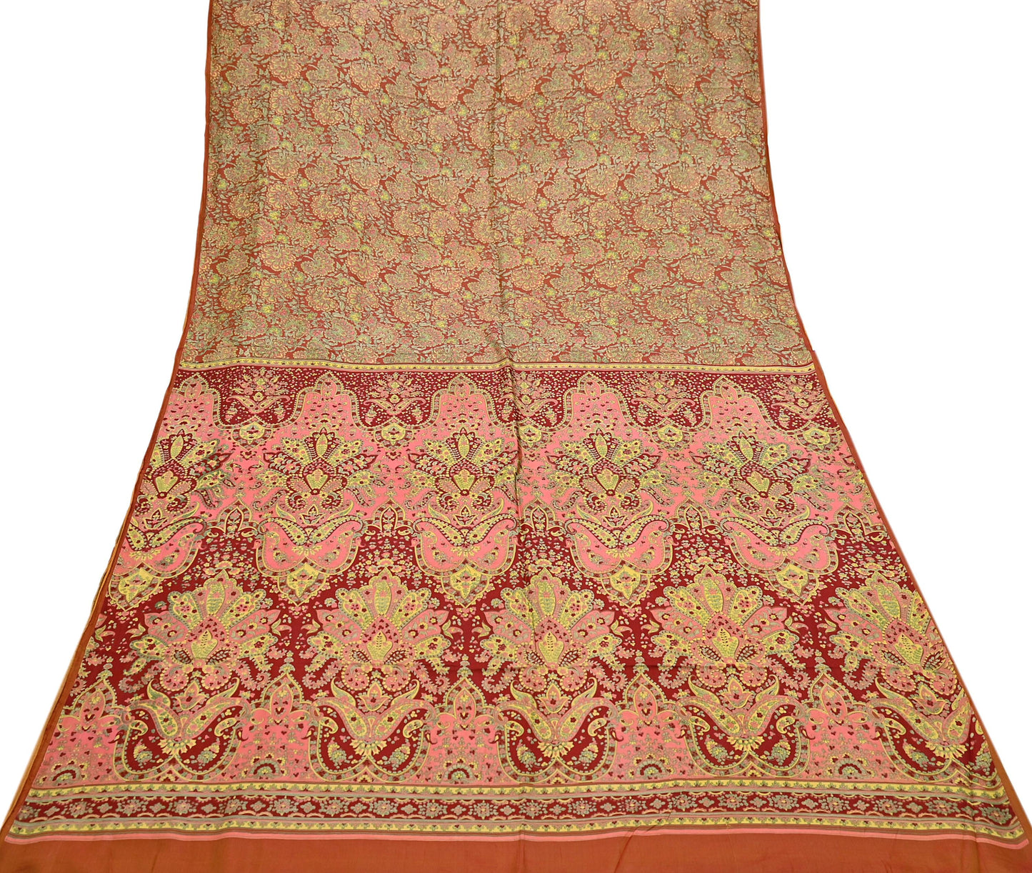 Indian Vintage Sari Red Pure Silk Printed Sarees 5yd Sewing Craft Fabric Dress Making  Soft Floral Wrap Upcycle Used Quilting Crafting