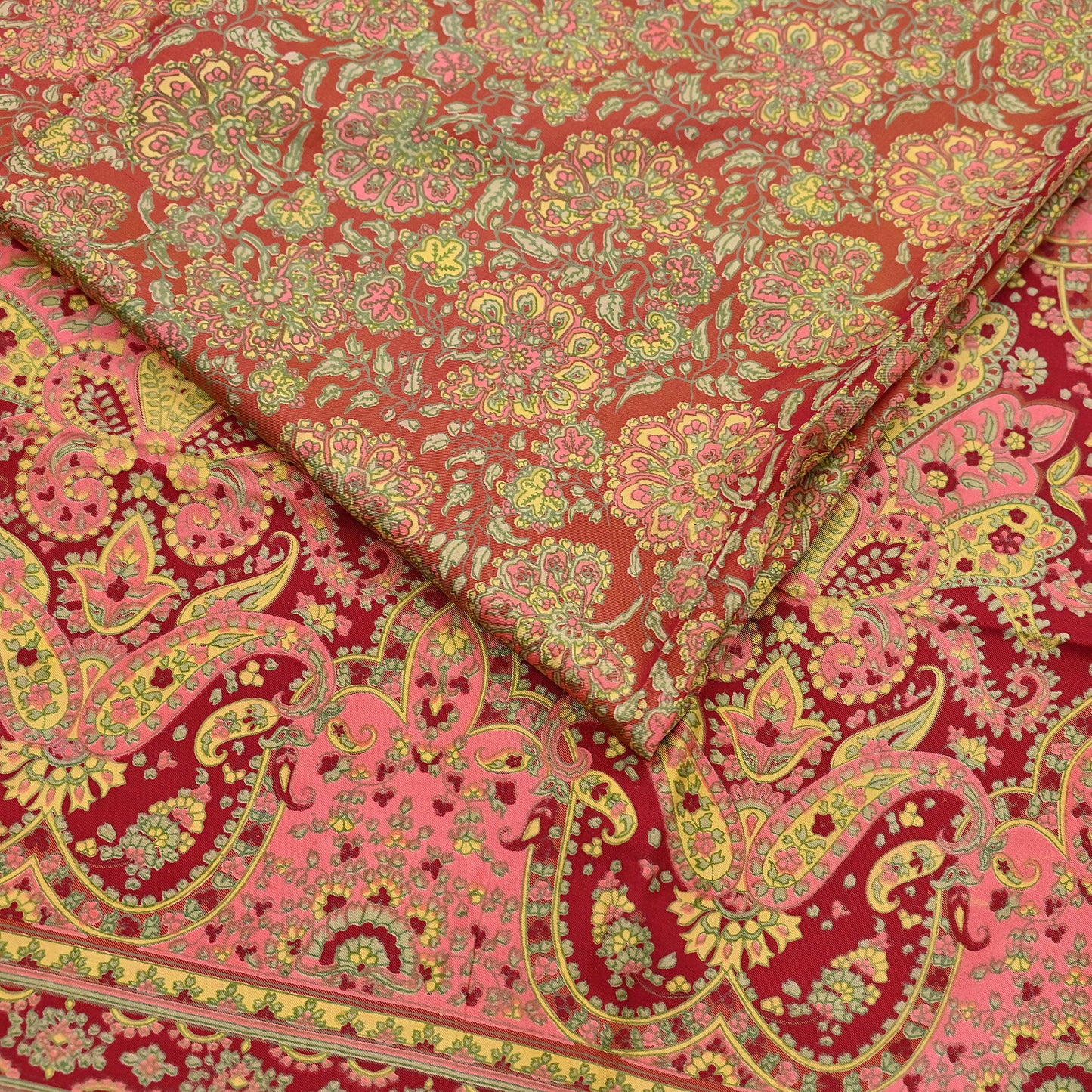 Indian Vintage Sari Red Pure Silk Printed Sarees 5yd Sewing Craft Fabric Dress Making  Soft Floral Wrap Upcycle Used Quilting Crafting