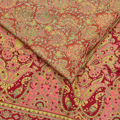 Indian Vintage Sari Red Pure Silk Printed Sarees 5yd Sewing Craft Fabric Dress Making  Soft Floral Wrap Upcycle Used Quilting Crafting
