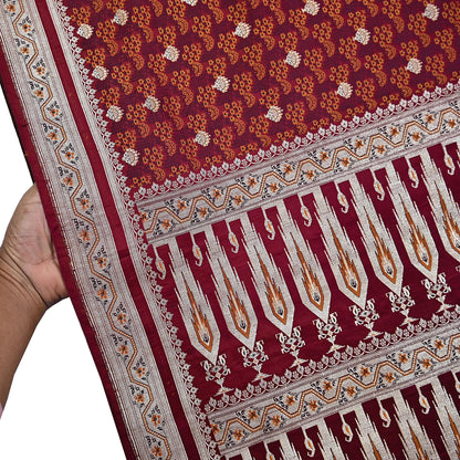 Indian Vintage Sari Maroon Heavy Wedding Pure Satin Silk Woven Banarasi Tanchoi Saree 5Yd Ethnic Craft Fabric Upcycle Bridal Heavy Sarees