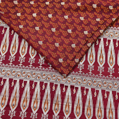 Indian Vintage Sari Maroon Heavy Wedding Pure Satin Silk Woven Banarasi Tanchoi Saree 5Yd Ethnic Craft Fabric Upcycle Bridal Heavy Sarees