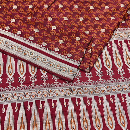 Indian Vintage Sari Maroon Heavy Wedding Pure Satin Silk Woven Banarasi Tanchoi Saree 5Yd Ethnic Craft Fabric Upcycle Bridal Heavy Sarees