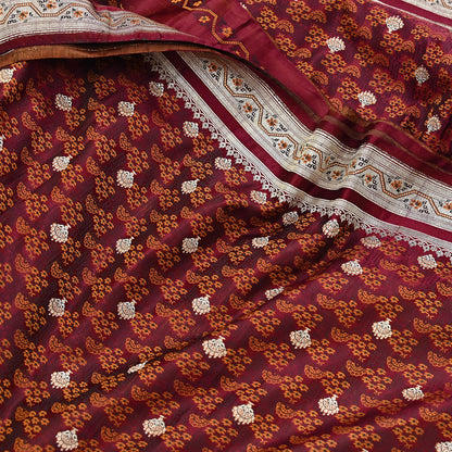 Indian Vintage Sari Maroon Heavy Wedding Pure Satin Silk Woven Banarasi Tanchoi Saree 5Yd Ethnic Craft Fabric Upcycle Bridal Heavy Sarees
