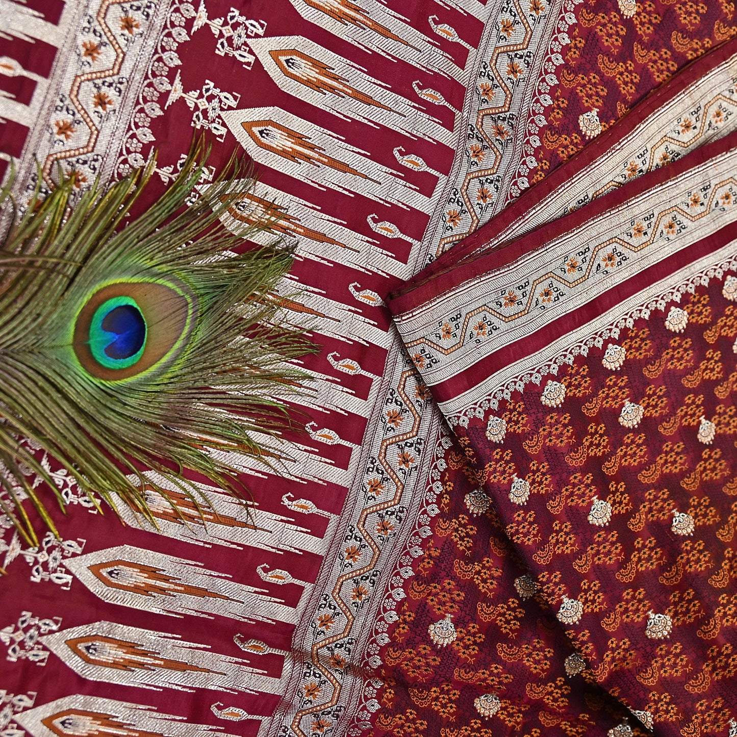 Indian Vintage Sari Maroon Heavy Wedding Pure Satin Silk Woven Banarasi Tanchoi Saree 5Yd Ethnic Craft Fabric Upcycle Bridal Heavy Sarees