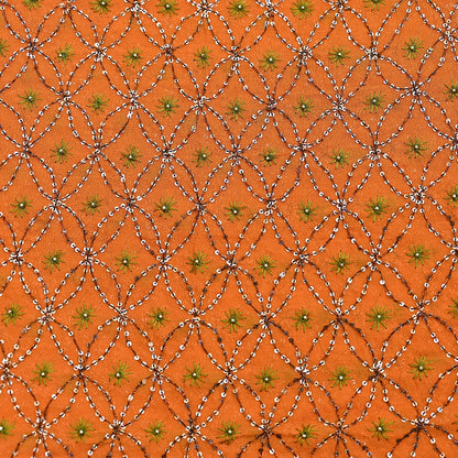 Indian Vintage Heavy Saffron Dupatta Pure Georgette Silk Long Stole Hand Embroidered Scarf Zardozi/Dabka Wedding red Hijab veil Boho