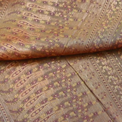 Indian Vintage Dupatta Orange Long Stole Pure Satin silk Woven Brocade Banarasi Scarves Veil Scarf Wrap Hippie Boho Soft Floral Zari