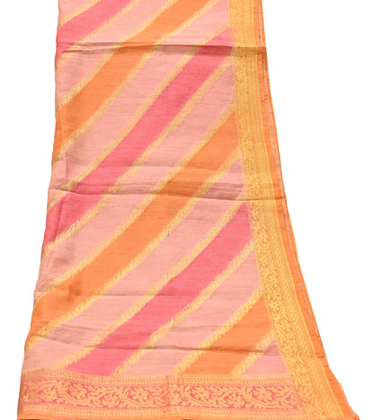 Indian Vintage Dupatta Long Stole Hand Woven Pure Chanderi Silk Scarves Veil Zari Soft Fringes Scarf Wrap Boho