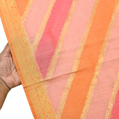 Indian Vintage Dupatta Long Stole Hand Woven Pure Chanderi Silk Scarves Veil Zari Soft Fringes Scarf Wrap Boho