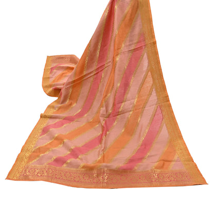 Indian Vintage Dupatta Long Stole Hand Woven Pure Chanderi Silk Scarves Veil Zari Soft Fringes Scarf Wrap Boho