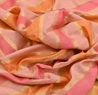 Indian Vintage Dupatta Long Stole Hand Woven Pure Chanderi Silk Scarves Veil Zari Soft Fringes Scarf Wrap Boho
