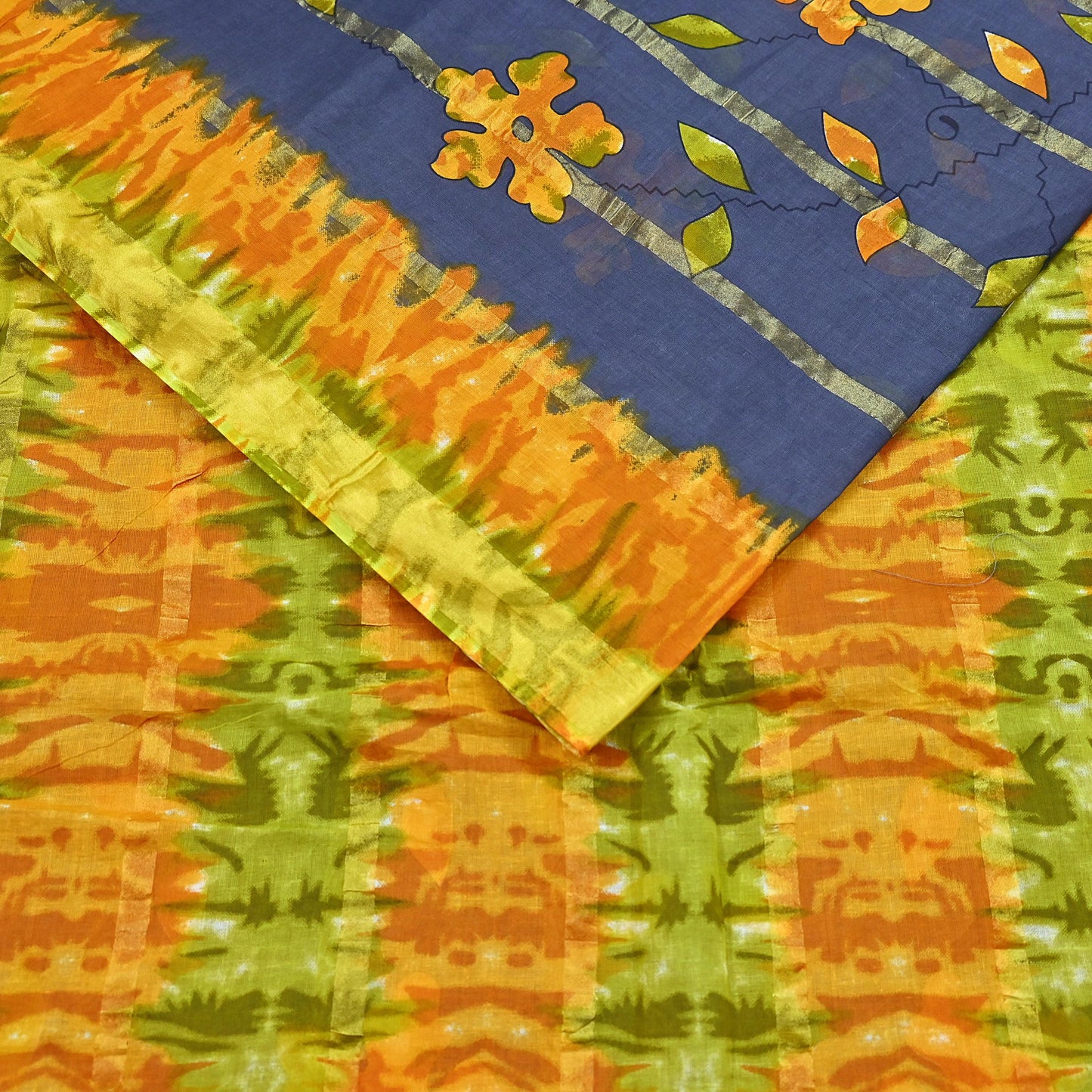 Indian Vintage Gray Saree Pure Cotton Printed Woven Sari Craft Soft Fabric 5Yd Sewing Sarong Wrap Boho Abstract Design