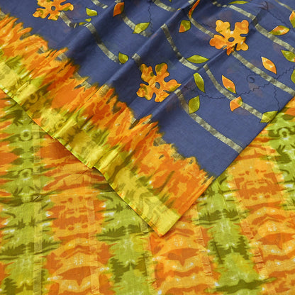 Indian Vintage Gray Saree Pure Cotton Printed Woven Sari Craft Soft Fabric 5Yd Sewing Sarong Wrap Boho Abstract Design