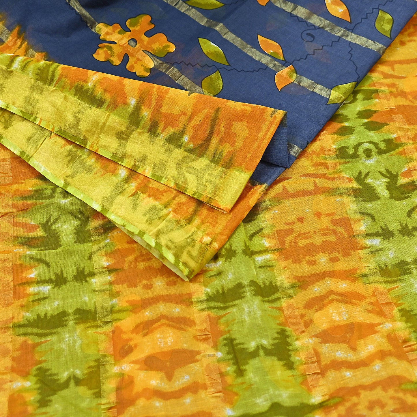 Indian Vintage Gray Saree Pure Cotton Printed Woven Sari Craft Soft Fabric 5Yd Sewing Sarong Wrap Boho Abstract Design