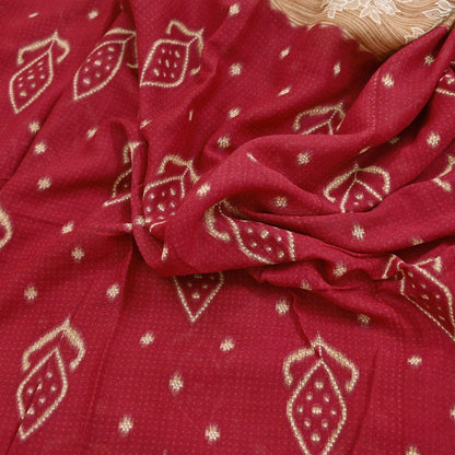 Indian Vintage Red & Beige Saree Printed 100% Pure Cotton Sari Craft Fabric 5Yd Soft Sewing Sarong Wrap Dress Making Quilting Crafting