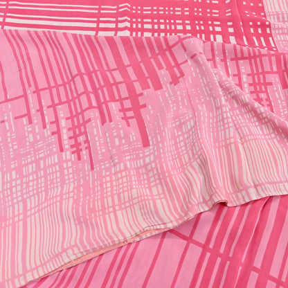 Indian Vintage Pink Pure Crepe Silk Saree Floral Print 5 Yards Soft Sewing Fabric for Dressmaking, Quilting, Crafting Upcycling