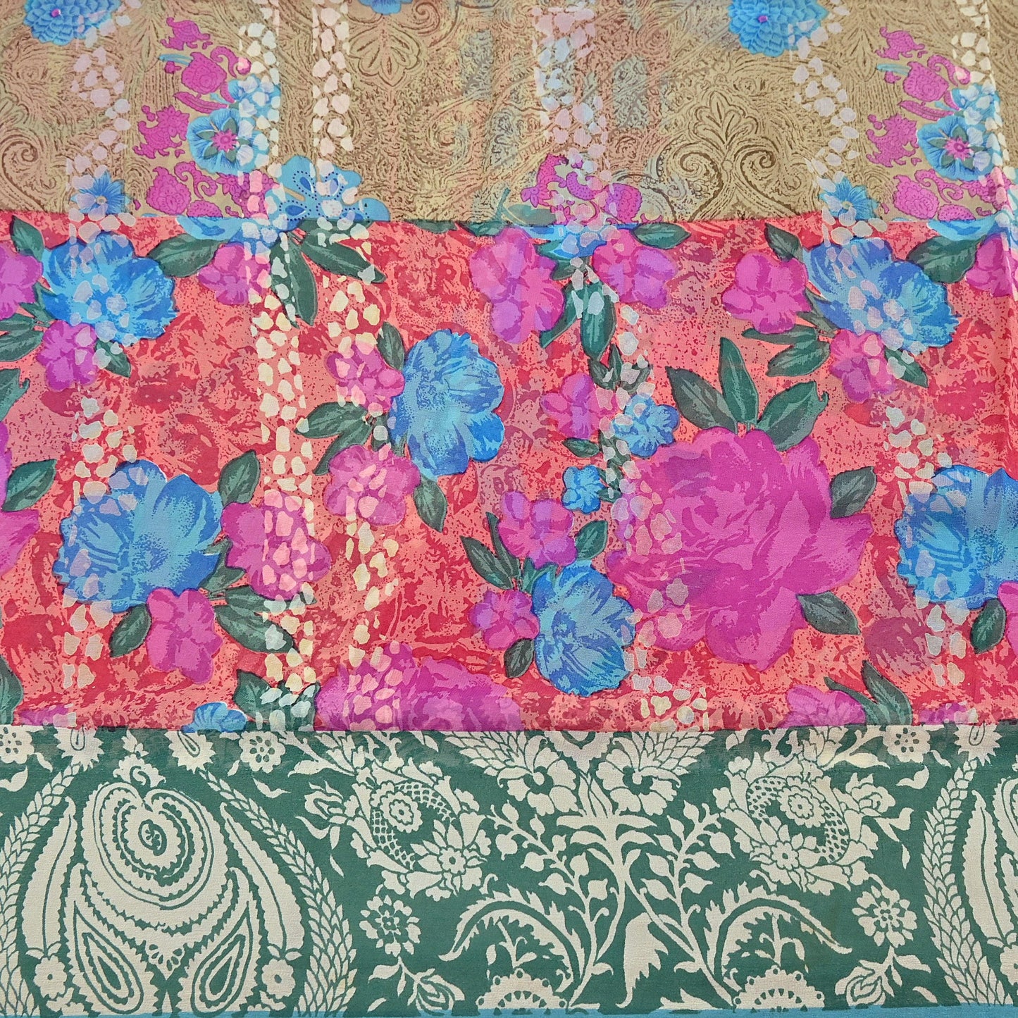 Women Vintage Sari multi Pure Georgette Silk Printed Saree Craft Fabric Sewing 6Yard Soft Light Dress Making Floral