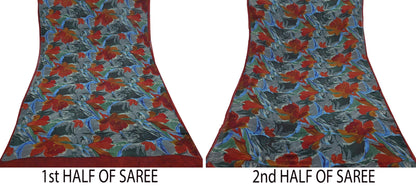 Women Vintage Sari Multi Pure Georgette Silk Printed Saree Craft Fabric Sewing 5Yard Soft Light Dress Making Floral