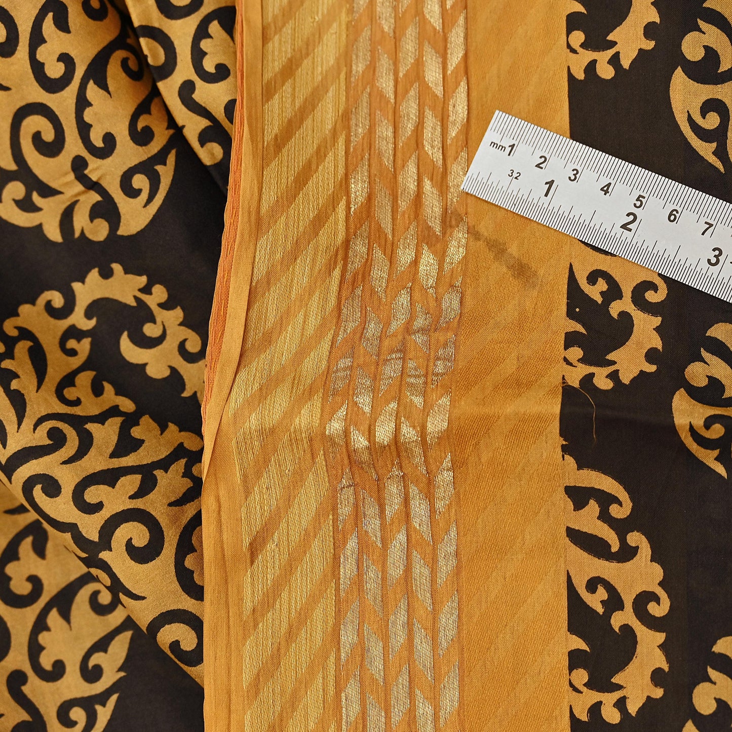 Indian Vintage Sari Black Printed Pure Silk Sarees Craft Fabric 5yd Sewing Soft Dress Designing  for Crafting Quilting Upcycle Wrap Zari