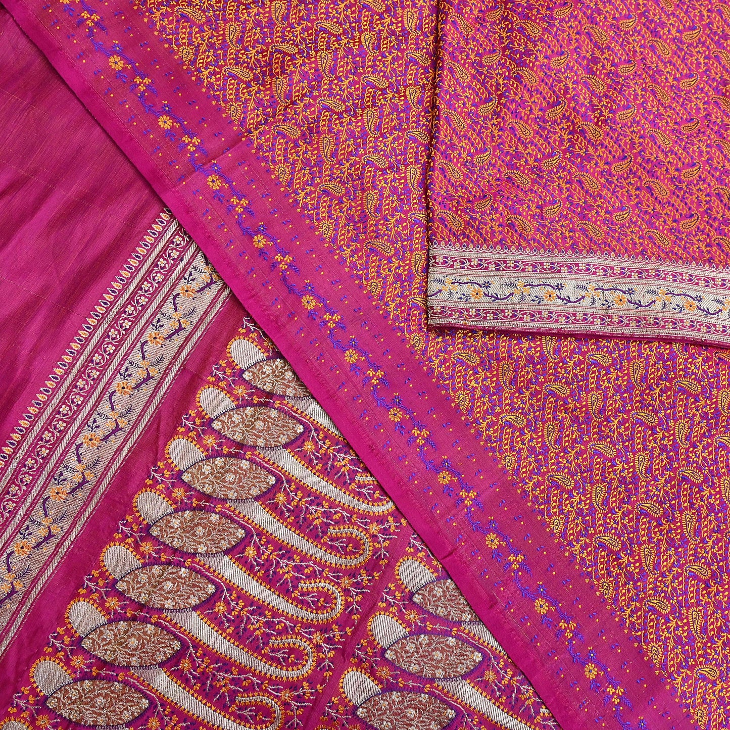 Indian Vintage Sari Pink Heavy Pure Satin Silk Woven Banarasi Tanchoi Saree 5Yd Ethnic Craft Fabric Upcycle Bridal Heavy Sarees