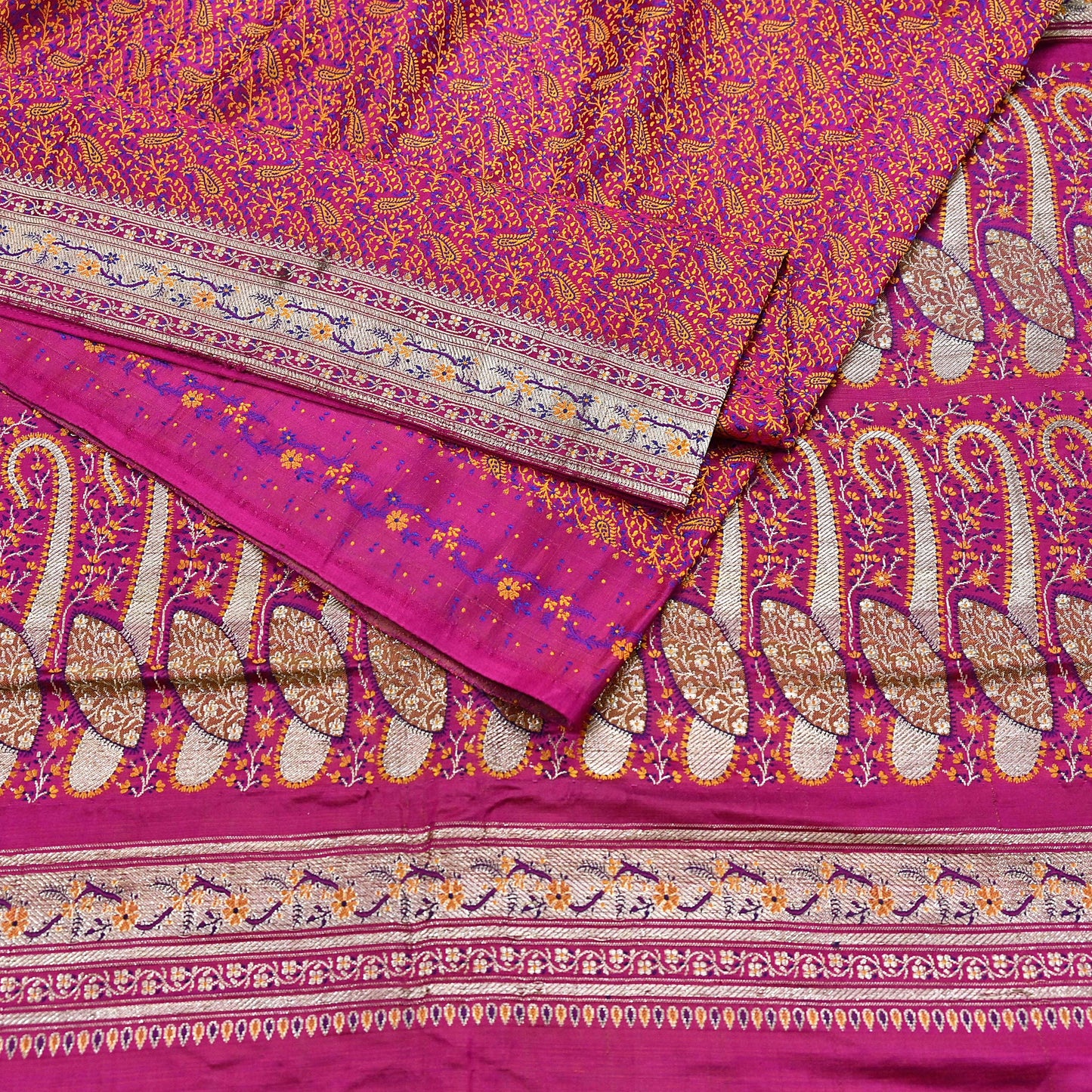 Indian Vintage Sari Pink Heavy Pure Satin Silk Woven Banarasi Tanchoi Saree 5Yd Ethnic Craft Fabric Upcycle Bridal Heavy Sarees