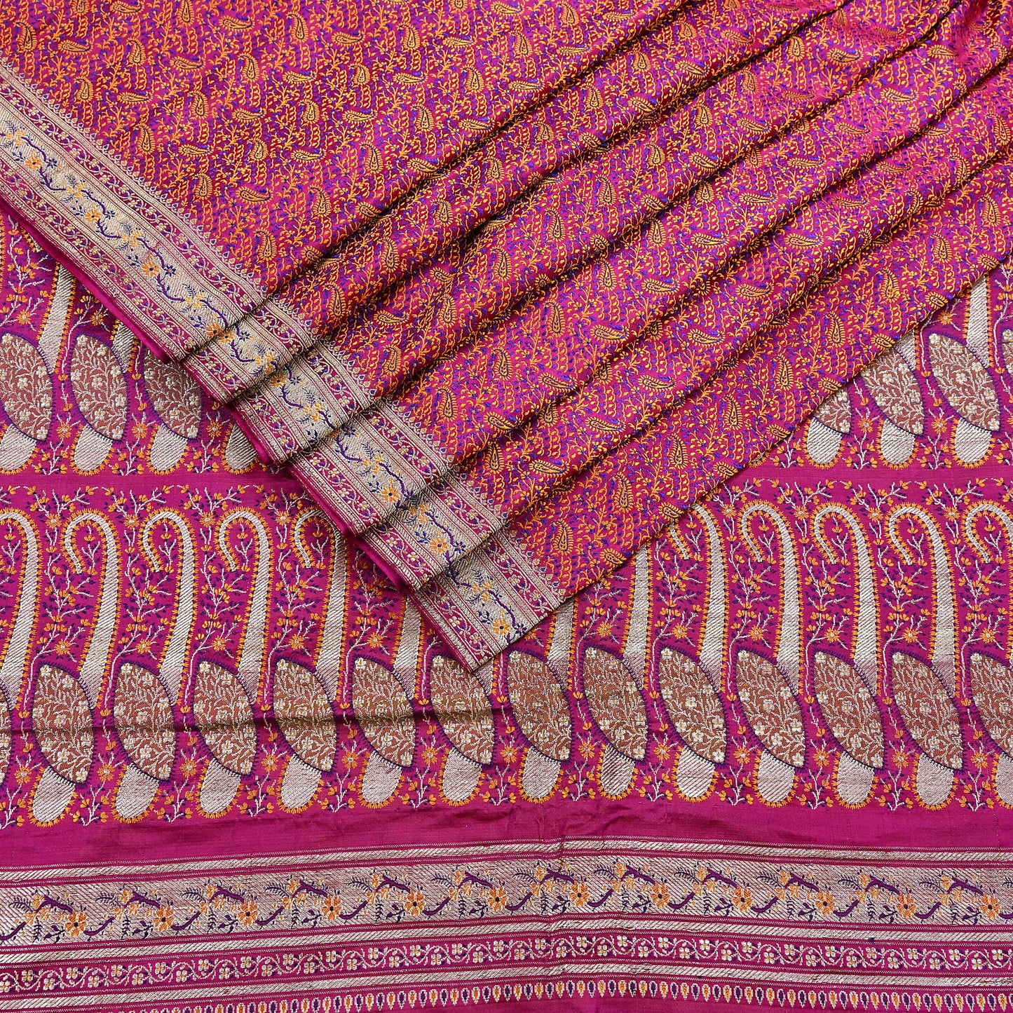 Indian Vintage Sari Pink Heavy Pure Satin Silk Woven Banarasi Tanchoi Saree 5Yd Ethnic Craft Fabric Upcycle Bridal Heavy Sarees
