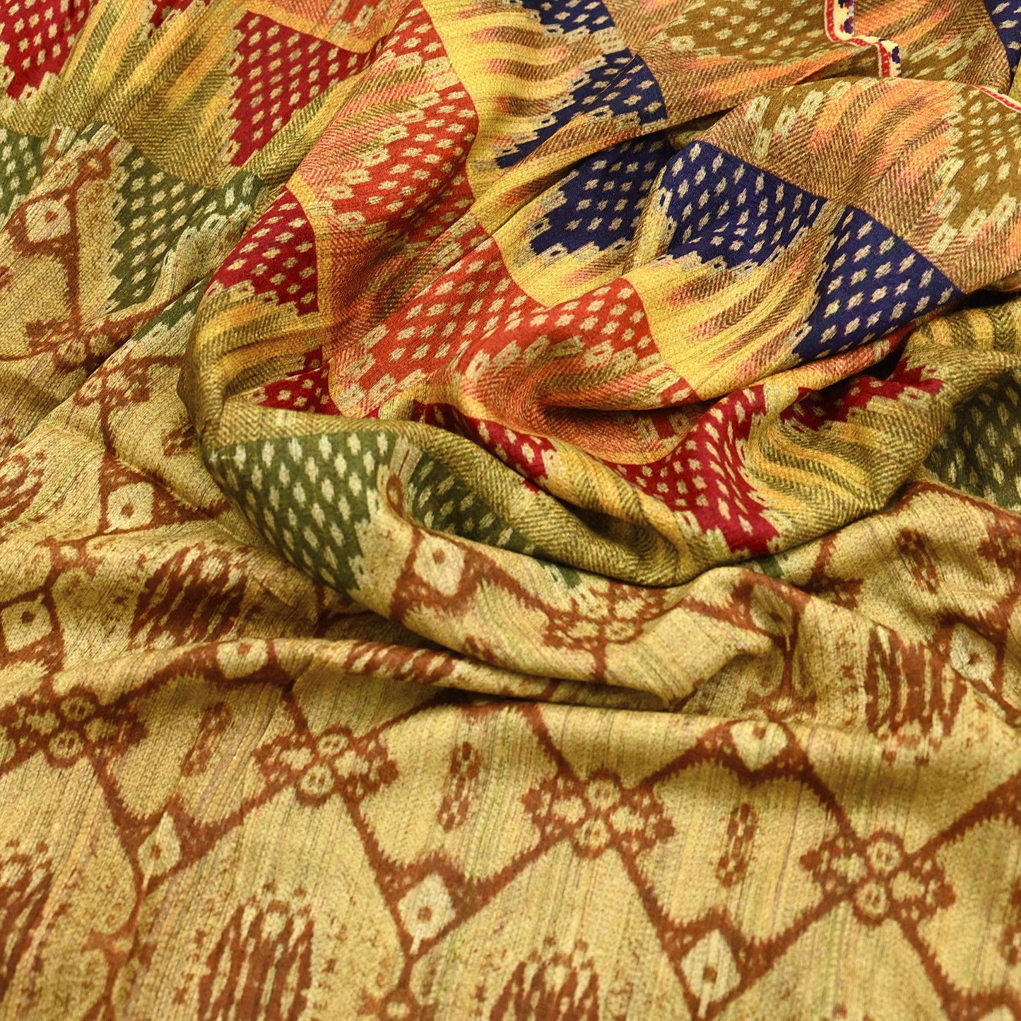 Indian Vintage Multi Saree Pure Khadi Silk Handloom Printed Sari Fabric 5yd Ethnic Wear Sari Floral Designs Dress making Crafting