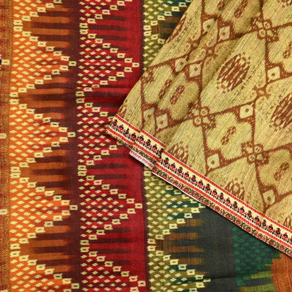 Indian Vintage Multi Saree Pure Khadi Silk Handloom Printed Sari Fabric 5yd Ethnic Wear Sari Floral Designs Dress making Crafting