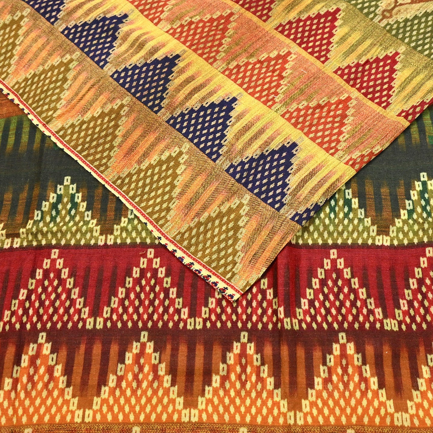 Indian Vintage Multi Saree Pure Khadi Silk Handloom Printed Sari Fabric 5yd Ethnic Wear Sari Floral Designs Dress making Crafting