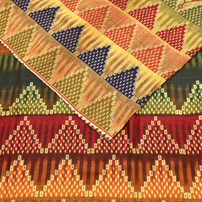Indian Vintage Multi Saree Pure Khadi Silk Handloom Printed Sari Fabric 5yd Ethnic Wear Sari Floral Designs Dress making Crafting