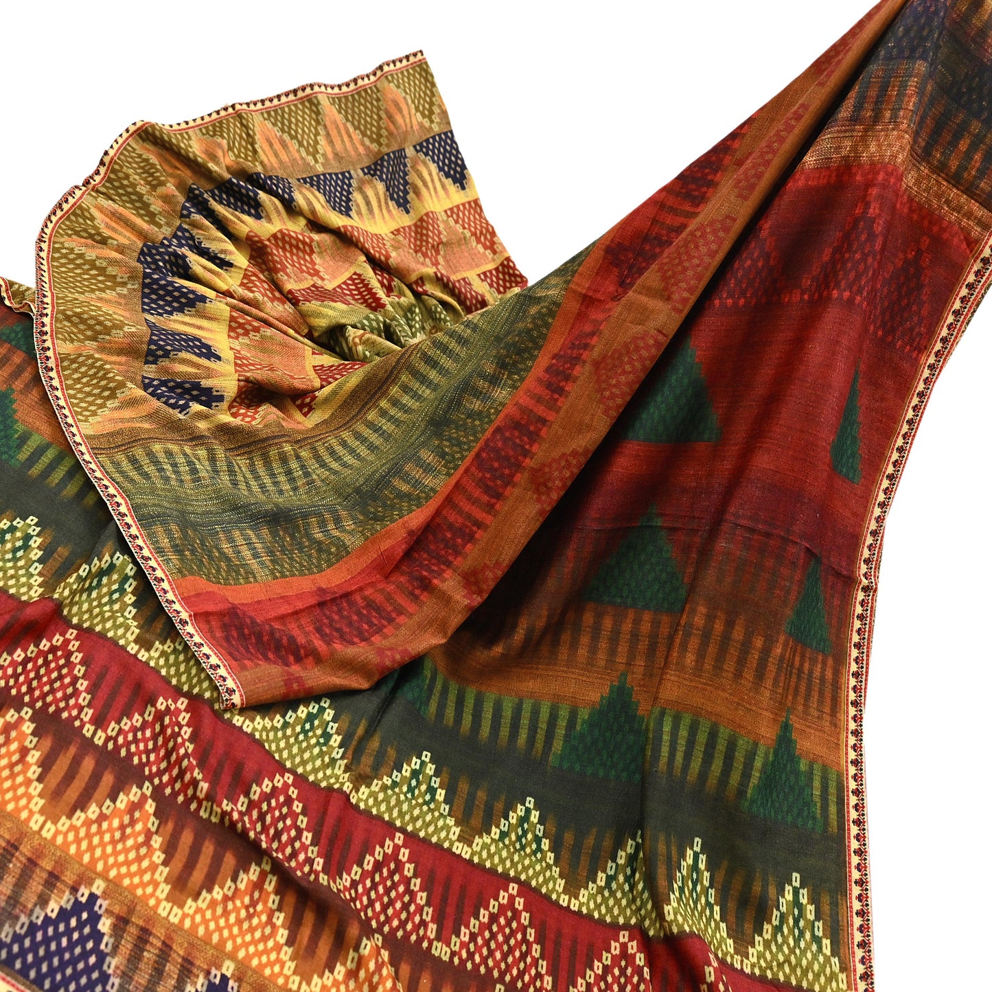 Indian Vintage Multi Saree Pure Khadi Silk Handloom Printed Sari Fabric 5yd Ethnic Wear Sari Floral Designs Dress making Crafting