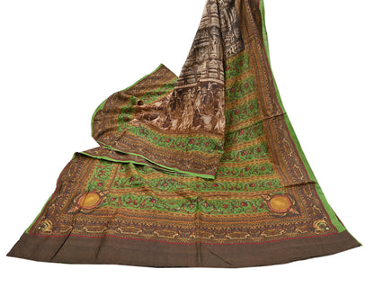 Indian Vintage Multi Saree Pure Khadi Silk Handloom Printed Sari Fabric 6yd Ethnic Wear Sari Floral Designs Dress making Crafting
