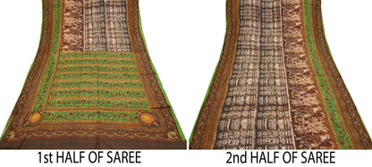 Indian Vintage Multi Saree Pure Khadi Silk Handloom Printed Sari Fabric 6yd Ethnic Wear Sari Floral Designs Dress making Crafting