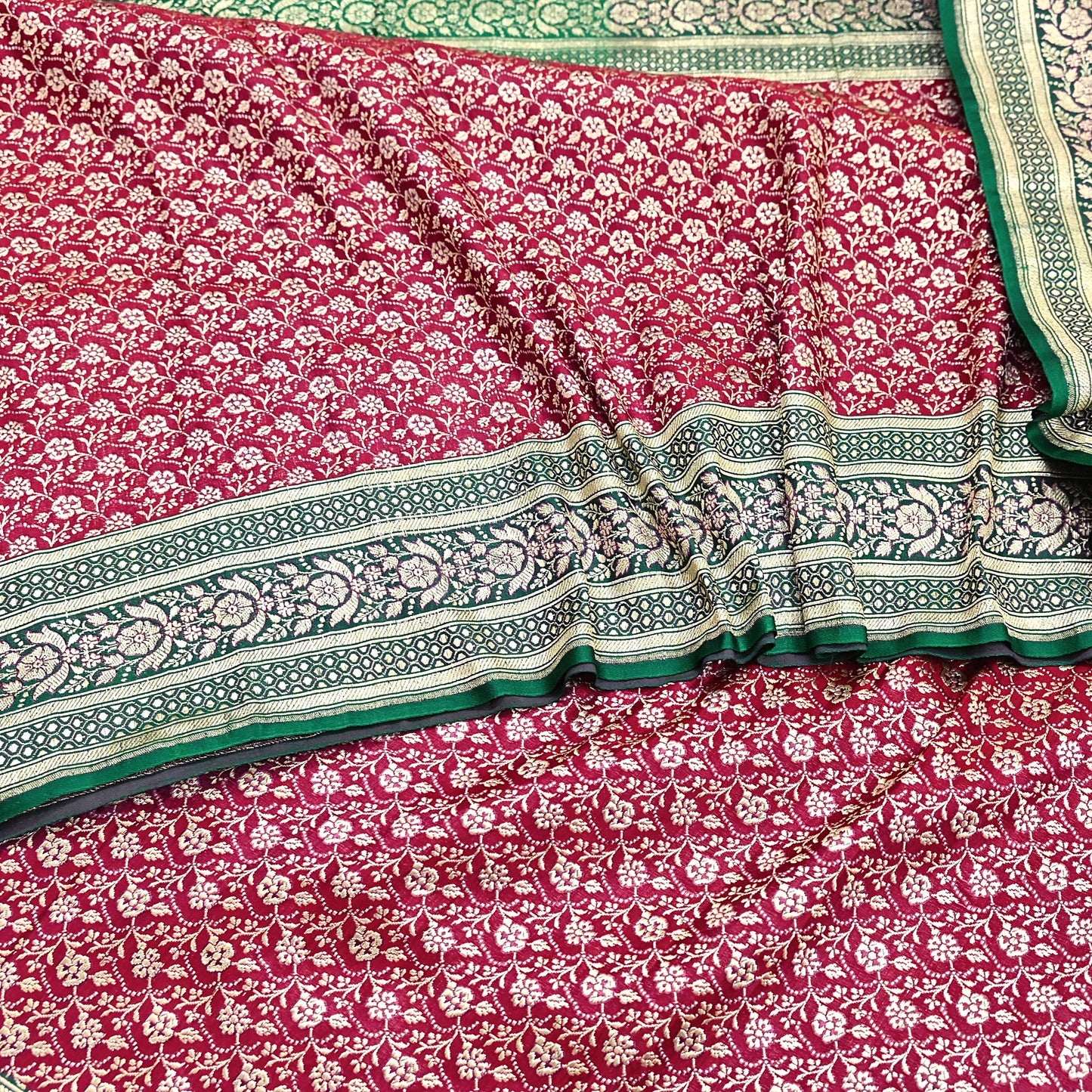 Indian Vintage Sari Heavy Pure Satin Silk Woven Banarasi Brocade Saree Zari 5Yd Ethnic Dress making Crafting Bollywood