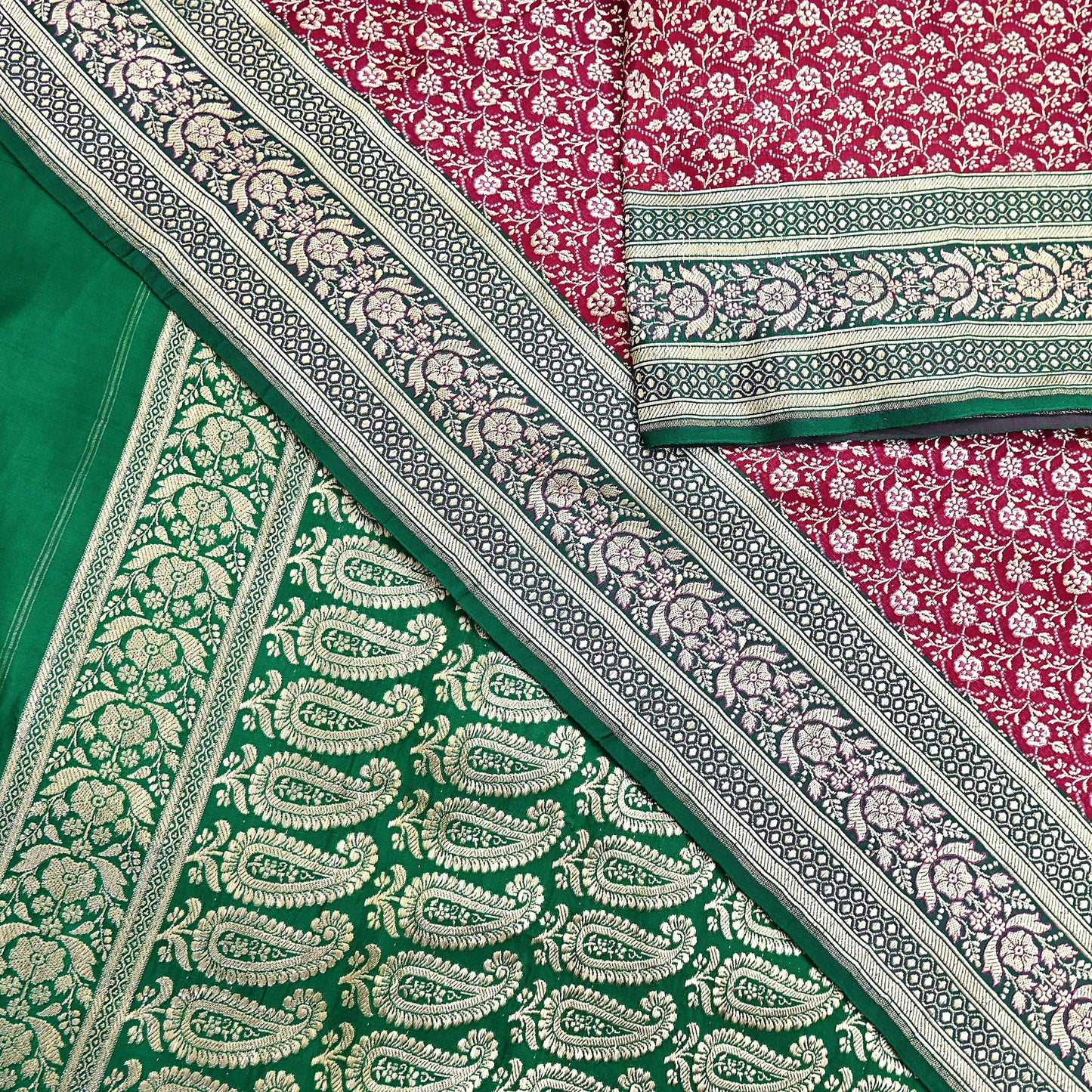 Indian Vintage Sari Heavy Pure Satin Silk Woven Banarasi Brocade Saree Zari 5Yd Ethnic Dress making Crafting Bollywood
