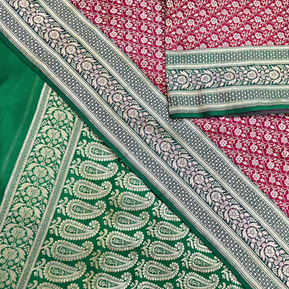 Indian Vintage Sari Heavy Pure Satin Silk Woven Banarasi Brocade Saree Zari 5Yd Ethnic Dress making Crafting Bollywood