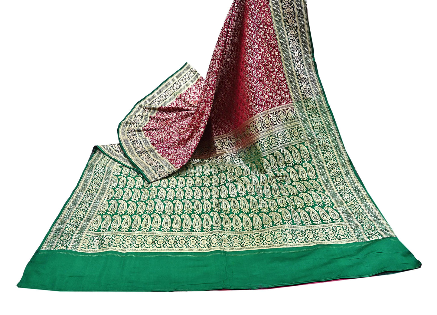 Indian Vintage Sari Heavy Pure Satin Silk Woven Banarasi Brocade Saree Zari 5Yd Ethnic Dress making Crafting Bollywood