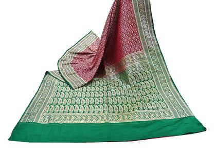 Indian Vintage Sari Heavy Pure Satin Silk Woven Banarasi Brocade Saree Zari 5Yd Ethnic Dress making Crafting Bollywood