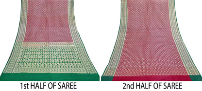 Indian Vintage Sari Heavy Pure Satin Silk Woven Banarasi Brocade Saree Zari 5Yd Ethnic Dress making Crafting Bollywood