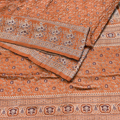 Indian Vintage Sari Rusty Heavy Pure Satin Silk Woven Banarasi Tanchoi Saree 5Yd Ethnic Craft Fabric Upcycle Bridal Heavy Sarees