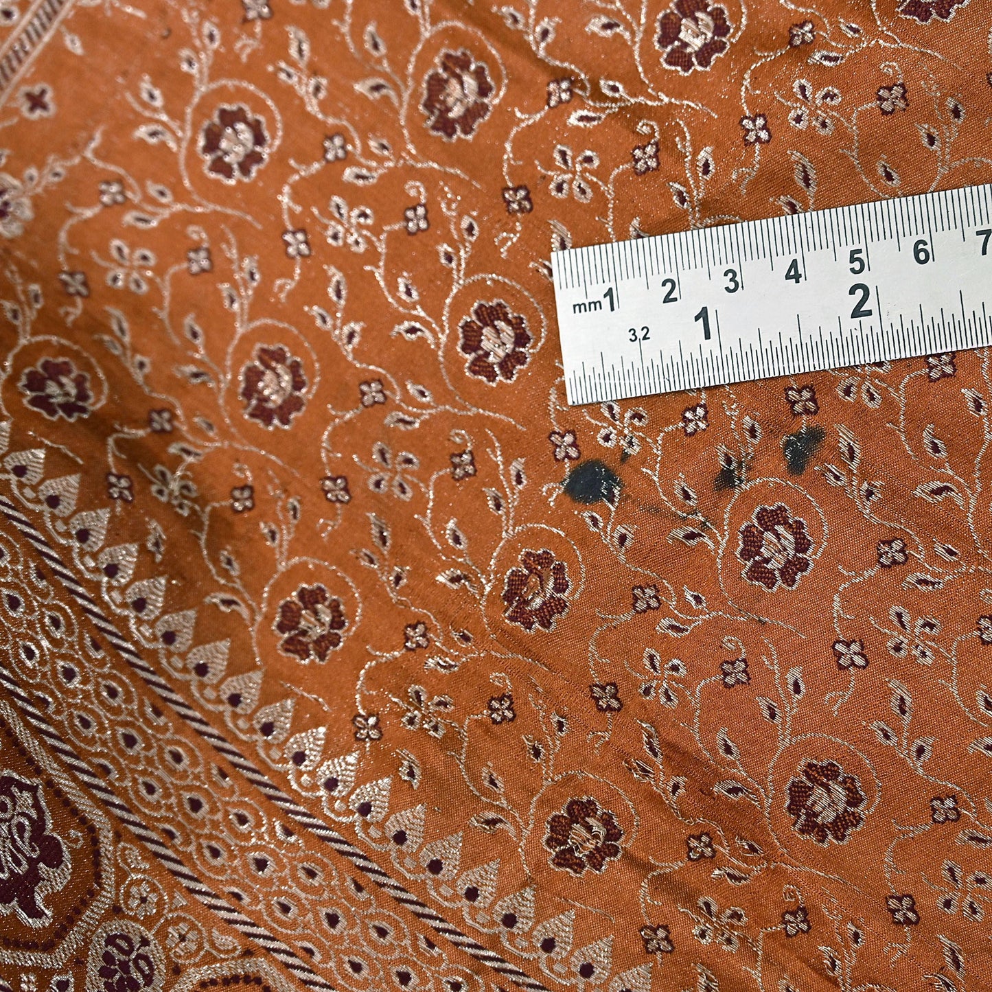 Indian Vintage Sari Rusty Heavy Pure Satin Silk Woven Banarasi Tanchoi Saree 5Yd Ethnic Craft Fabric Upcycle Bridal Heavy Sarees