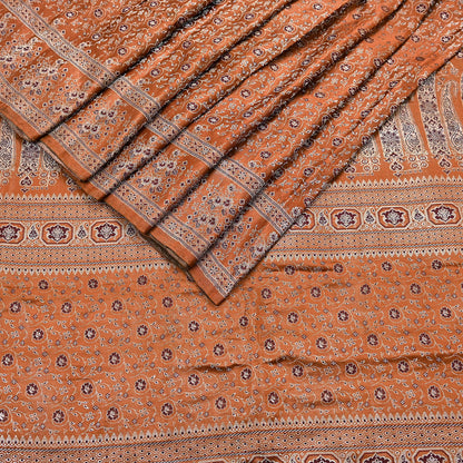 Indian Vintage Sari Rusty Heavy Pure Satin Silk Woven Banarasi Tanchoi Saree 5Yd Ethnic Craft Fabric Upcycle Bridal Heavy Sarees