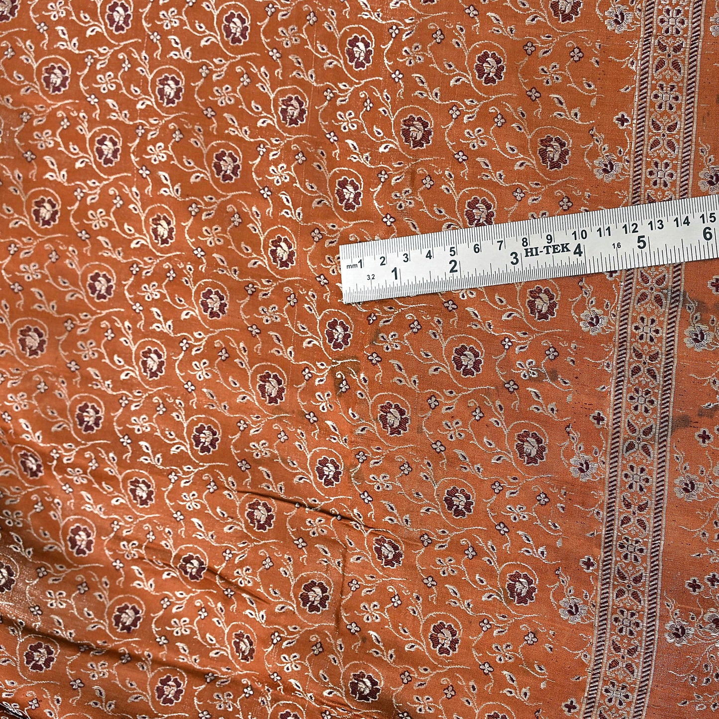 Indian Vintage Sari Rusty Heavy Pure Satin Silk Woven Banarasi Tanchoi Saree 5Yd Ethnic Craft Fabric Upcycle Bridal Heavy Sarees