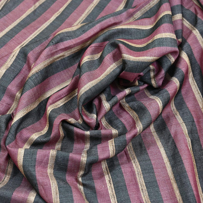 Indian Vintage Sari Pink & black Pure Khadi Silk Handloom Saree Craft Fabric 6yd Ethnic Wear Dress making For Crafting Quilting