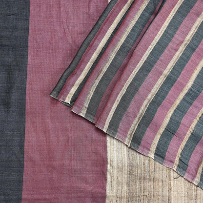 Indian Vintage Sari Pink & black Pure Khadi Silk Handloom Saree Craft Fabric 6yd Ethnic Wear Dress making For Crafting Quilting