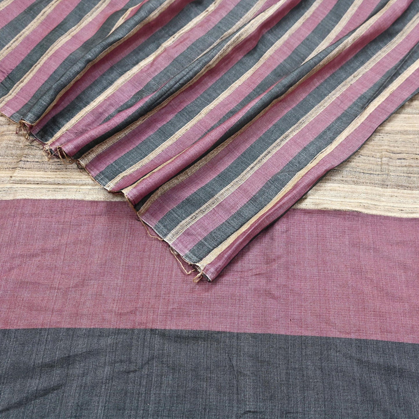 Indian Vintage Sari Pink & black Pure Khadi Silk Handloom Saree Craft Fabric 6yd Ethnic Wear Dress making For Crafting Quilting